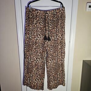 Women's Leopard Wide Legged Palazzo Style Pants Sz XL Boho Gypsy Lounge
